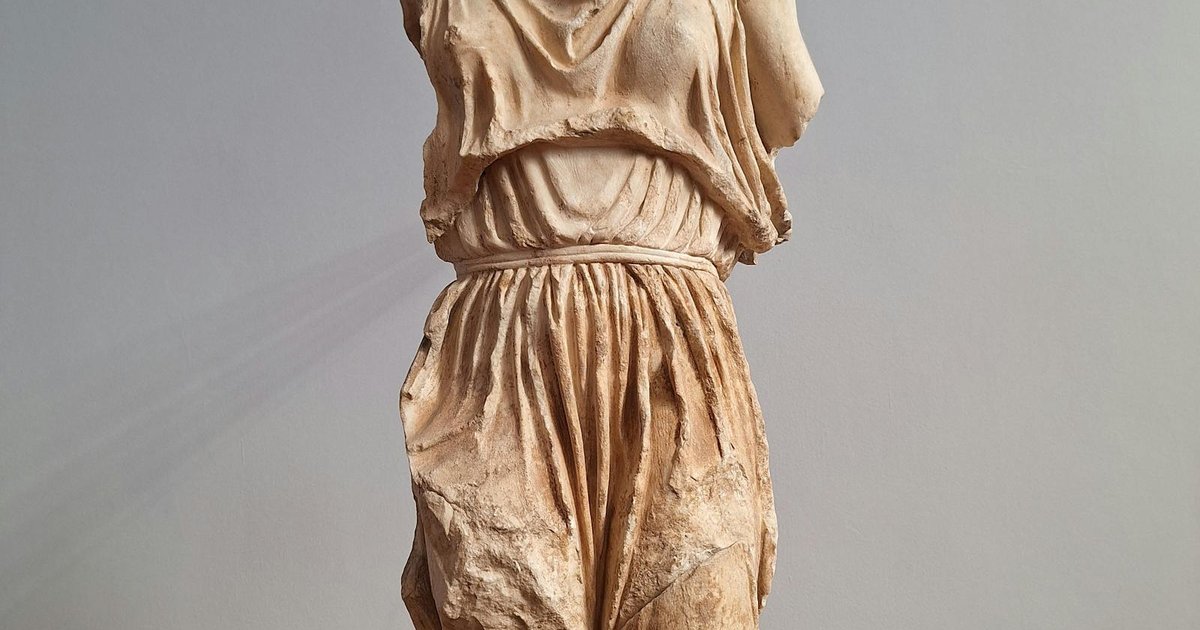 Classical sculpture and gallery interior at the Archaeological Museum of Corfu